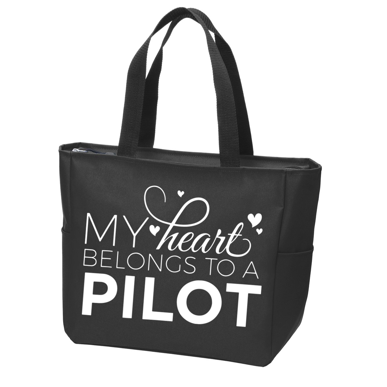 Pilot Wife Shirts My Heart Belongs To A Pilot Pilot Gift Zip Tote Bag