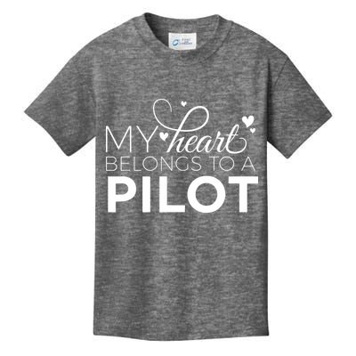 Pilot Wife Shirts My Heart Belongs To A Pilot Pilot Gift Kids T-Shirt