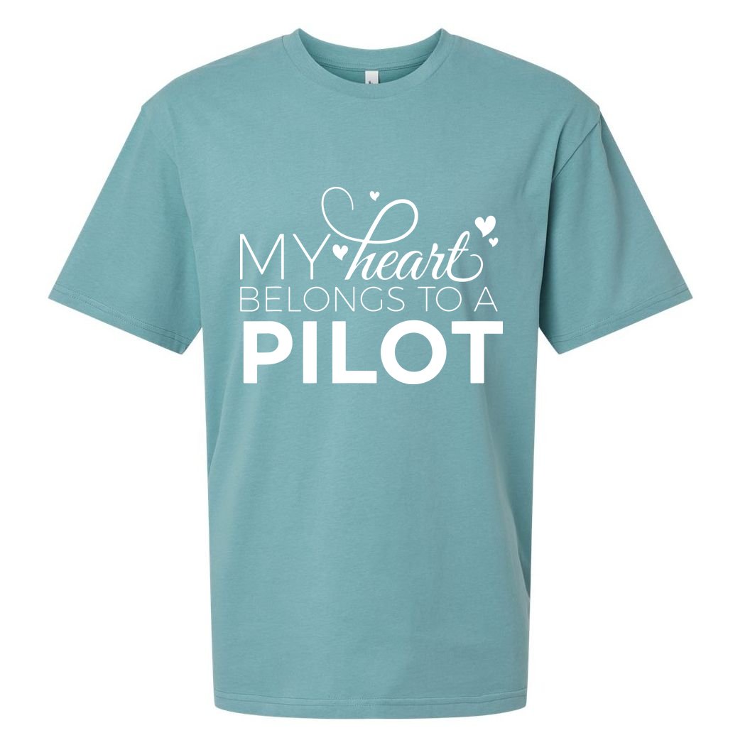 Pilot Wife Shirts My Heart Belongs To A Pilot Pilot Gift Sueded Cloud Jersey T-Shirt