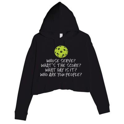 Pickleball Whose Serve Whats Score Pickle Ball Women Crop Fleece Hoodie