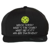 Pickleball Whose Serve Whats Score Pickle Ball Women Wool Snapback Cap