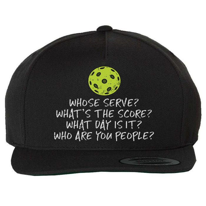 Pickleball Whose Serve Whats Score Pickle Ball Women Wool Snapback Cap