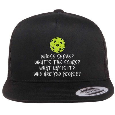 Pickleball Whose Serve Whats Score Pickle Ball Flat Bill Trucker Hat