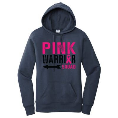 Pink Warrior Squad Ribbon Breast Cancer Awareness Gift Women's Pullover Hoodie