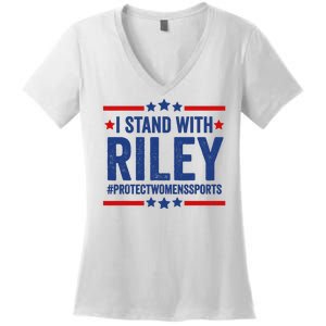 Protect Womens Sports I Stand With Riley Women's V-Neck T-Shirt