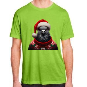 Pigeon With Santa Hat Christmas Xmas Bird Lover Owner Funny Adult ChromaSoft Performance T-Shirt