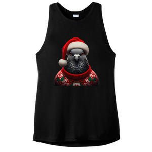 Pigeon With Santa Hat Christmas Xmas Bird Lover Owner Funny Ladies PosiCharge Tri-Blend Wicking Tank