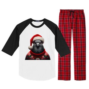 Pigeon With Santa Hat Christmas Xmas Bird Lover Owner Funny Raglan Sleeve Pajama Set