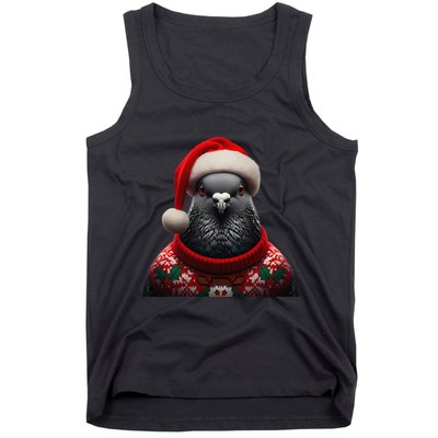Pigeon With Santa Hat Christmas Xmas Bird Lover Owner Funny Tank Top