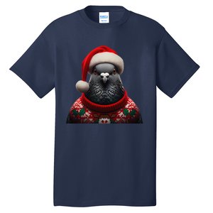 Pigeon With Santa Hat Christmas Xmas Bird Lover Owner Funny Tall T-Shirt