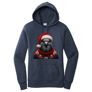 Pigeon With Santa Hat Christmas Xmas Bird Lover Owner Funny Women's Pullover Hoodie