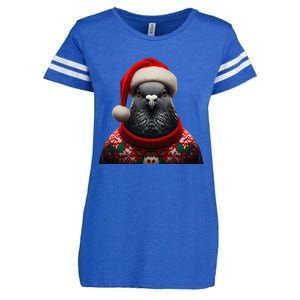 Pigeon With Santa Hat Christmas Xmas Bird Lover Owner Funny Enza Ladies Jersey Football T-Shirt