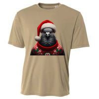 Pigeon With Santa Hat Christmas Xmas Bird Lover Owner Funny Cooling Performance Crew T-Shirt