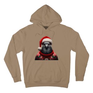 Pigeon With Santa Hat Christmas Xmas Bird Lover Owner Funny Hoodie