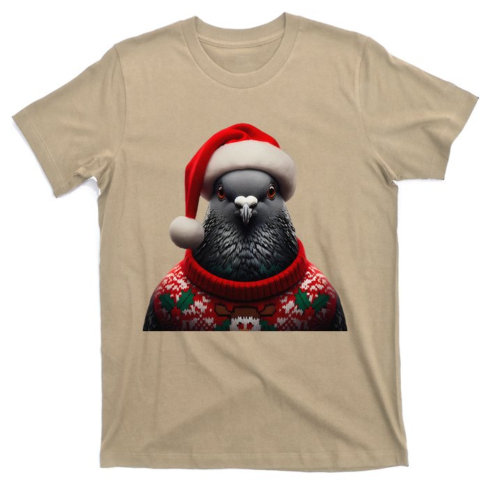 Pigeon With Santa Hat Christmas Xmas Bird Lover Owner Funny T-Shirt