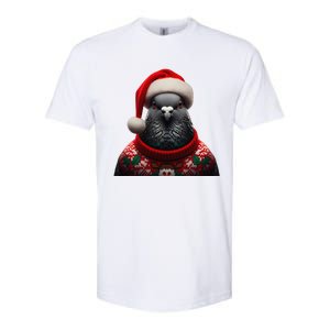 Pigeon With Santa Hat Christmas Xmas Bird Lover Owner Funny Softstyle CVC T-Shirt