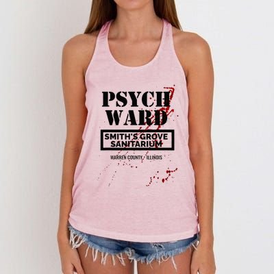 Psych Ward Sanitarium Maniac Psychopath Costume Halloween Women's Knotted Racerback Tank