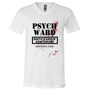 Psych Ward Sanitarium Maniac Psychopath Costume Halloween V-Neck T-Shirt