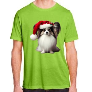 Papillion With Santa Hat Christmas Xmas Dog Owner Mom Dad Funny Gift Adult ChromaSoft Performance T-Shirt