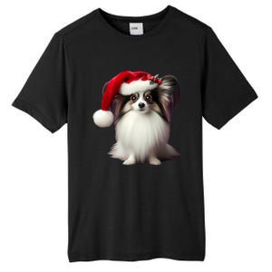 Papillion With Santa Hat Christmas Xmas Dog Owner Mom Dad Funny Gift Tall Fusion ChromaSoft Performance T-Shirt