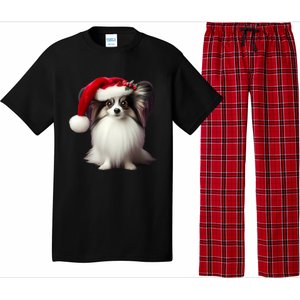 Papillion With Santa Hat Christmas Xmas Dog Owner Mom Dad Funny Gift Pajama Set