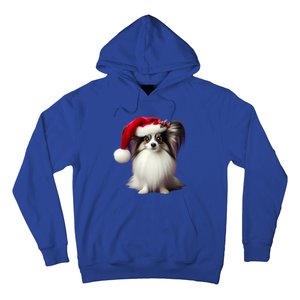 Papillion With Santa Hat Christmas Xmas Dog Owner Mom Dad Funny Gift Hoodie