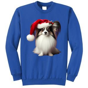 Papillion With Santa Hat Christmas Xmas Dog Owner Mom Dad Funny Gift Sweatshirt