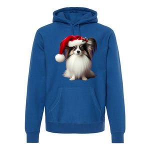 Papillion With Santa Hat Christmas Xmas Dog Owner Mom Dad Funny Gift Premium Hoodie