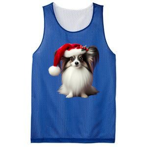 Papillion With Santa Hat Christmas Xmas Dog Owner Mom Dad Funny Gift Mesh Reversible Basketball Jersey Tank