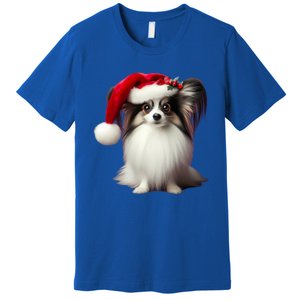 Papillion With Santa Hat Christmas Xmas Dog Owner Mom Dad Funny Gift Premium T-Shirt