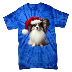 Papillion With Santa Hat Christmas Xmas Dog Owner Mom Dad Funny Gift Tie-Dye T-Shirt