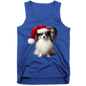 Papillion With Santa Hat Christmas Xmas Dog Owner Mom Dad Funny Gift Tank Top