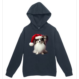 Papillion With Santa Hat Christmas Xmas Dog Owner Mom Dad Funny Gift Urban Pullover Hoodie