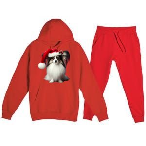 Papillion With Santa Hat Christmas Xmas Dog Owner Mom Dad Funny Gift Premium Hooded Sweatsuit Set