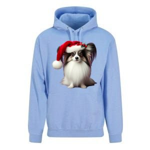 Papillion With Santa Hat Christmas Xmas Dog Owner Mom Dad Funny Gift Unisex Surf Hoodie