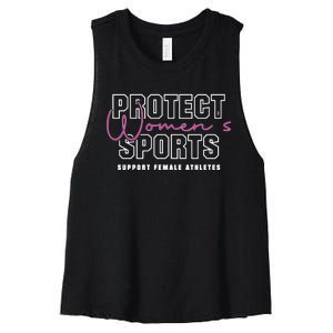 Protect Women Sports Support Female Athletes Women's Racerback Cropped Tank