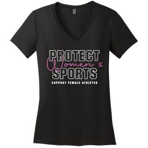 Protect Women Sports Support Female Athletes Women's V-Neck T-Shirt