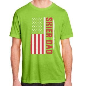 Patriotic Winter Ski Skiing Skier Dad American Flag Gift Adult ChromaSoft Performance T-Shirt