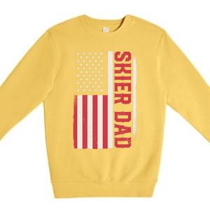 Patriotic Winter Ski Skiing Skier Dad American Flag Gift Premium Crewneck Sweatshirt