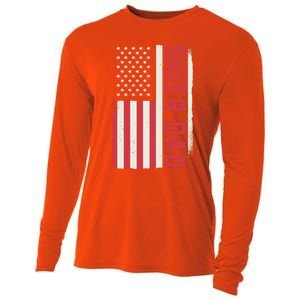 Patriotic Winter Ski Skiing Skier Dad American Flag Gift Cooling Performance Long Sleeve Crew