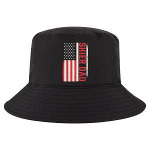 Patriotic Winter Ski Skiing Skier Dad American Flag Gift Cool Comfort Performance Bucket Hat