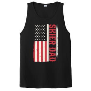 Patriotic Winter Ski Skiing Skier Dad American Flag Gift PosiCharge Competitor Tank