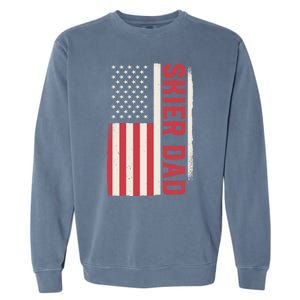 Patriotic Winter Ski Skiing Skier Dad American Flag Gift Garment-Dyed Sweatshirt