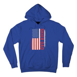 Patriotic Winter Ski Skiing Skier Dad American Flag Gift Hoodie