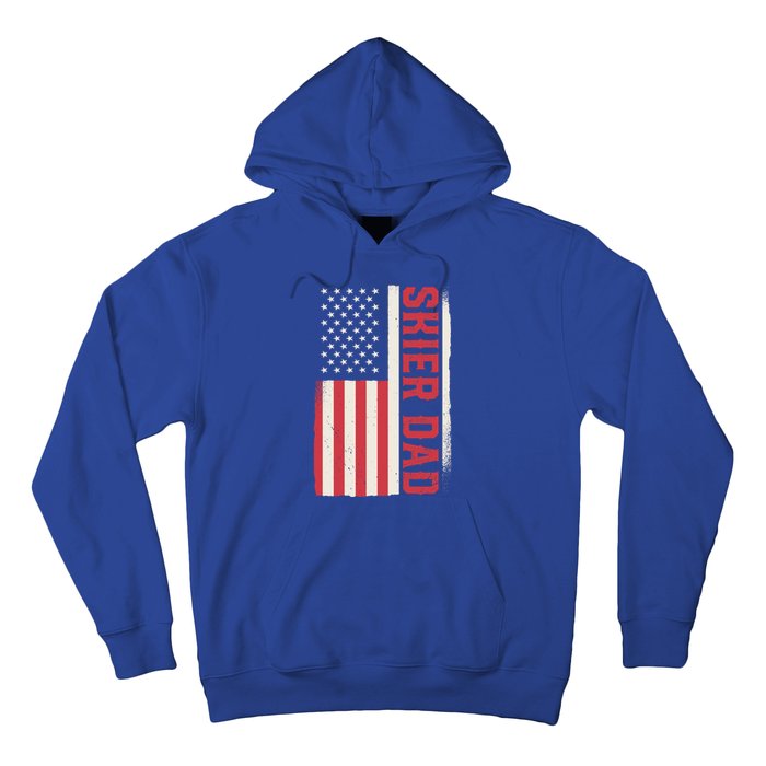 Patriotic Winter Ski Skiing Skier Dad American Flag Gift Hoodie