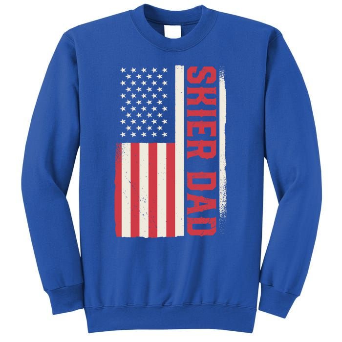 Patriotic Winter Ski Skiing Skier Dad American Flag Gift Sweatshirt