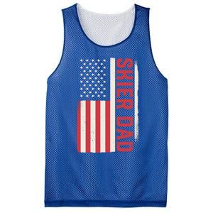 Patriotic Winter Ski Skiing Skier Dad American Flag Gift Mesh Reversible Basketball Jersey Tank