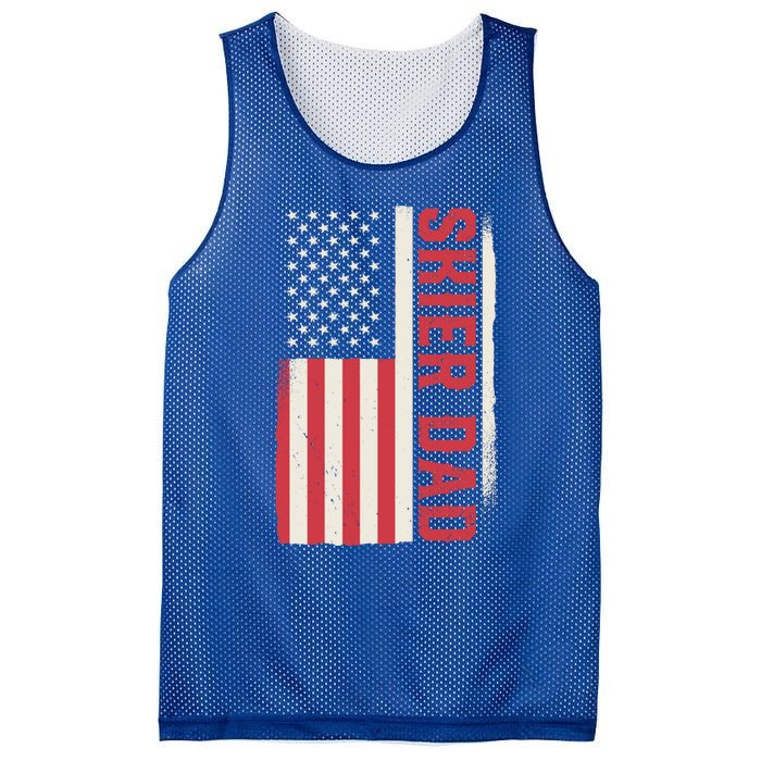 Patriotic Winter Ski Skiing Skier Dad American Flag Gift Mesh Reversible Basketball Jersey Tank