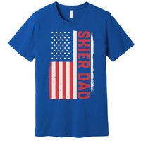 Patriotic Winter Ski Skiing Skier Dad American Flag Gift Premium T-Shirt