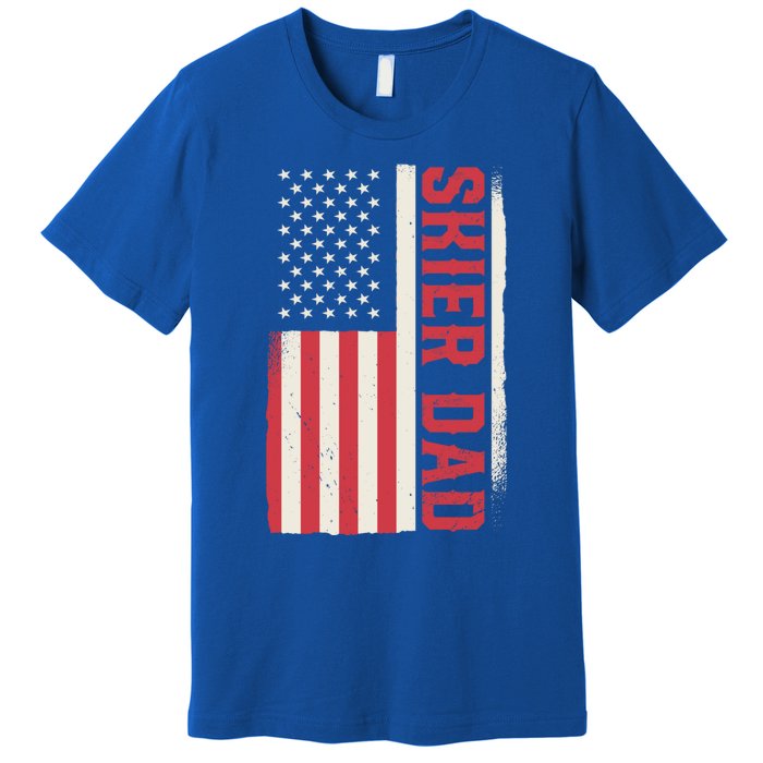 Patriotic Winter Ski Skiing Skier Dad American Flag Gift Premium T-Shirt